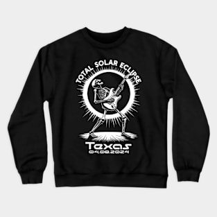 Total Solar Eclipse 2024 Texas Skeleton Electric Guitar Crewneck Sweatshirt